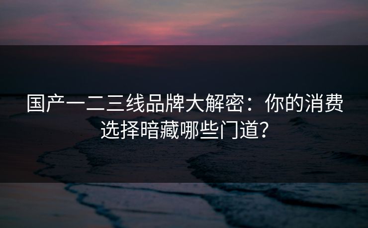国产一二三线品牌大解密：你的消费选择暗藏哪些门道？