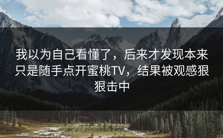 我以为自己看懂了，后来才发现本来只是随手点开蜜桃TV，结果被观感狠狠击中