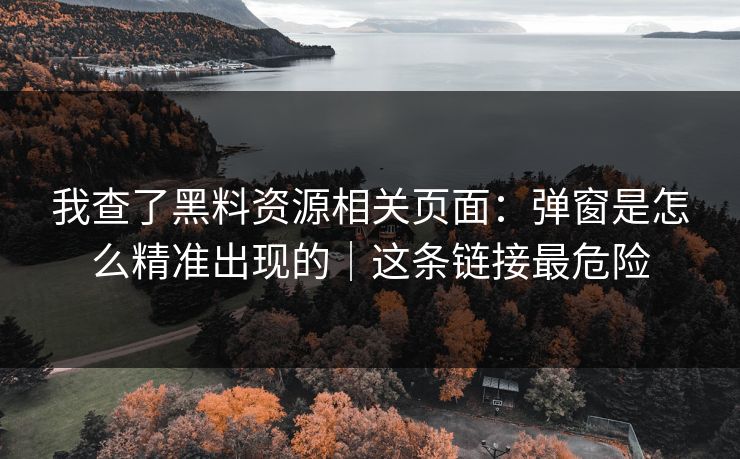 我查了黑料资源相关页面:弹窗是怎么精准出现的|这条链接最危险 我查了黑料资源相关页面:弹窗是怎么精准出现的|这条链接最危险
