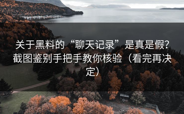 关于黑料的“聊天记录”是真是假？截图鉴别手把手教你核验（看完再决定）